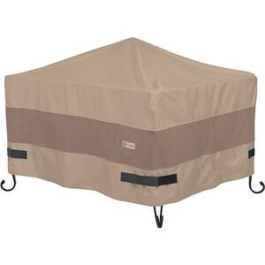 Fire Pit Tan Water-Resistant 30 Inch Square Fire Pit Cover Outdoor Firepit Cover